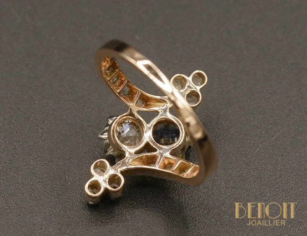Bague 1900 saphir diamants