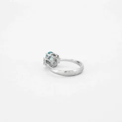Bague aigue marine et diamants or gris