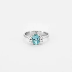 Bague aigue marine et diamants or gris
