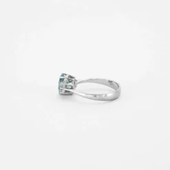 Bague aigue marine et diamants or gris