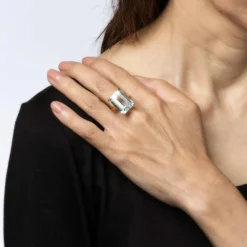 Bague Aigue-Marine 16 carats Or Jaune Vintage