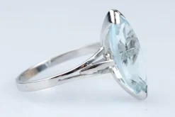 Bague Aigue-Marine 6.43 Carats Or Blanc 18 Carats