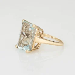 Bague Aigue-Marine 16 carats Or Jaune Vintage