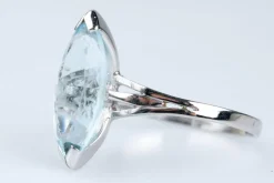 Bague Aigue-Marine 6.43 Carats Or Blanc 18 Carats