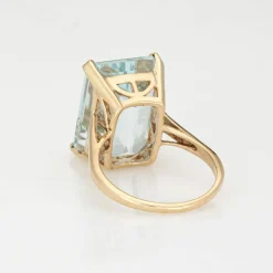 Bague Aigue-Marine 16 carats Or Jaune Vintage
