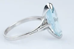 Bague Aigue-Marine 6.43 Carats Or Blanc 18 Carats