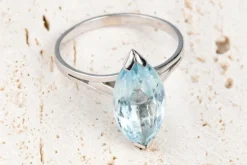 Bague Aigue-Marine 6.43 Carats Or Blanc 18 Carats