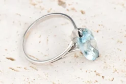 Bague Aigue-Marine 6.43 Carats Or Blanc 18 Carats