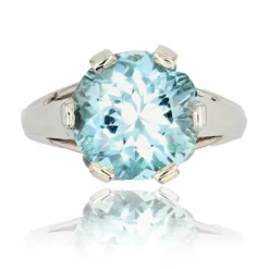 Bague aiguemarine ancienne en solitaire