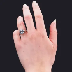 Bague aiguemarine ancienne en solitaire