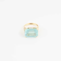 Bague Aigue-marine lactée Diamant