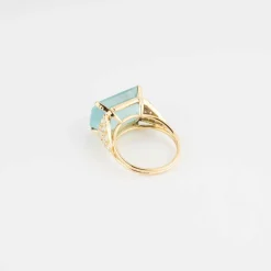 Bague Aigue-marine lactée Diamant