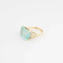 Bague Aigue-marine lactée Diamant