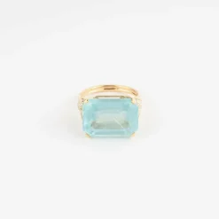 Bague Aigue-marine lactée Diamant