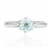 Bague aigue-marine or blanc en solitaire