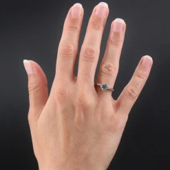 Bague aigue-marine or blanc en solitaire