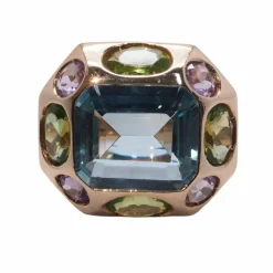 Bague Aigue-Marine Péridot Améthyste