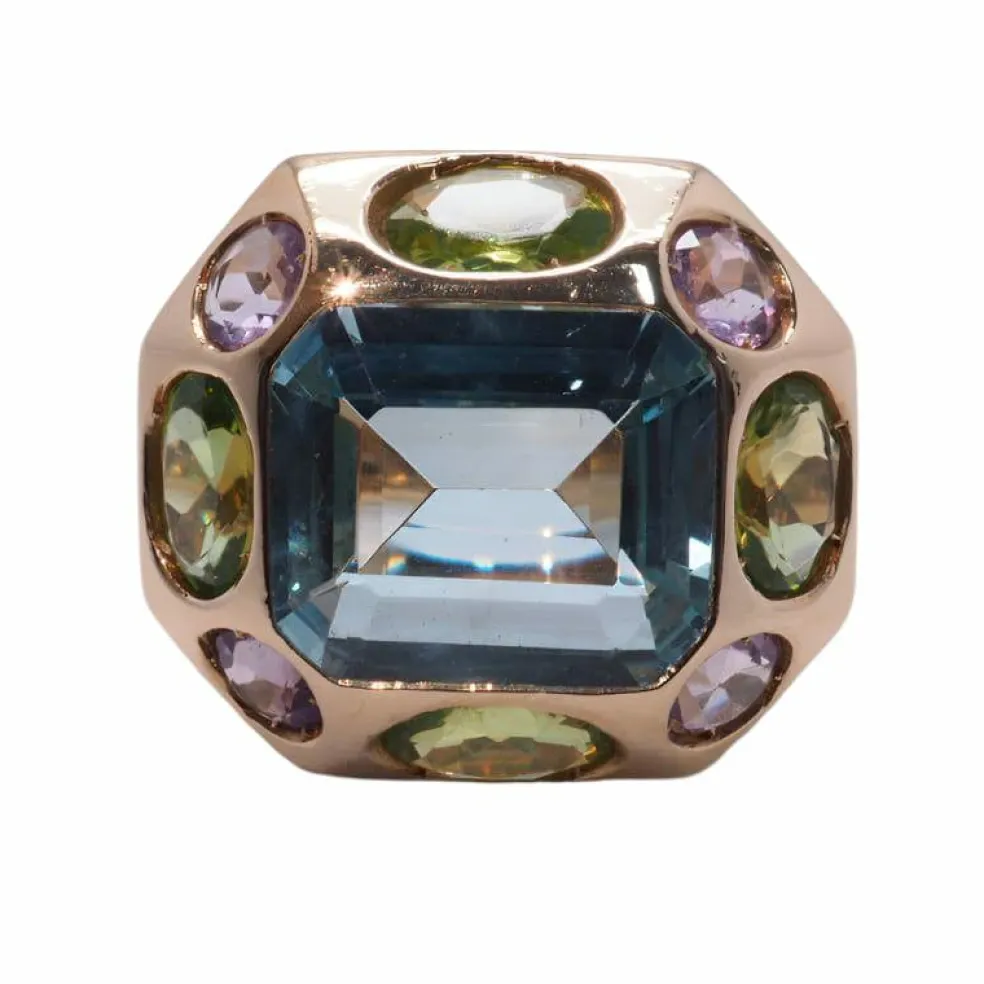 Bague Aigue-Marine Péridot Améthyste