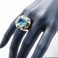 Bague Aigue-Marine Péridot Améthyste