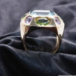 Bague Aigue-Marine Péridot Améthyste