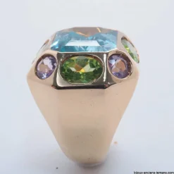 Bague Aigue-Marine Péridot Améthyste
