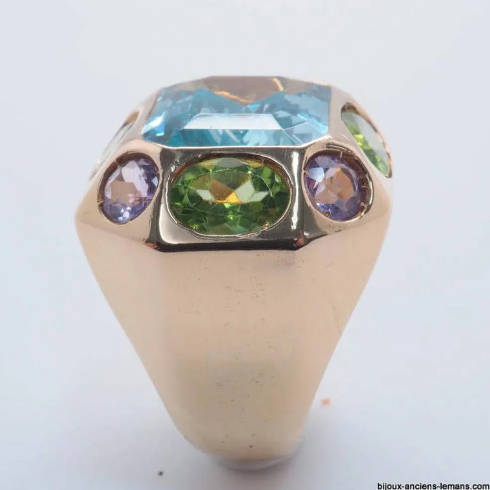 Bague Aigue-Marine Péridot Améthyste