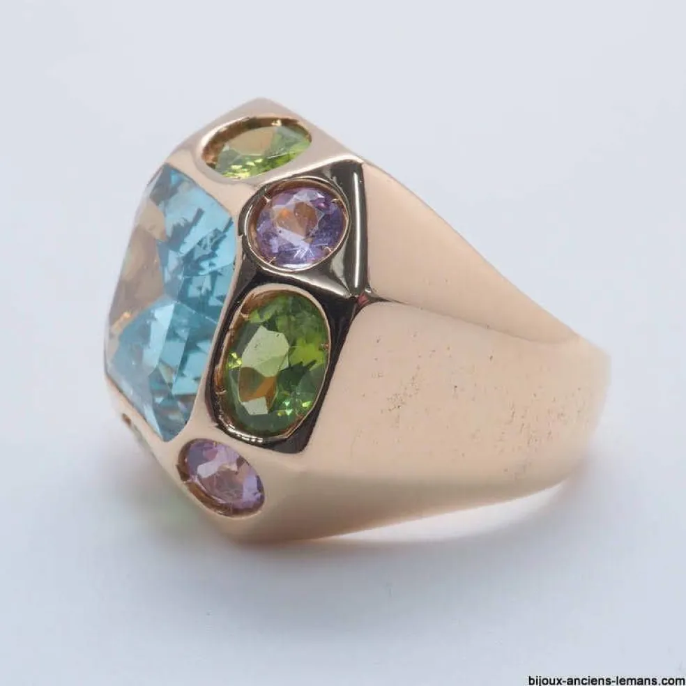 Bague Aigue-Marine Péridot Améthyste