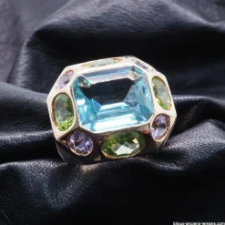 Bague Aigue-Marine Péridot Améthyste