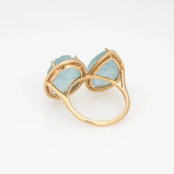 Bague aigue-marine sculptée diamant