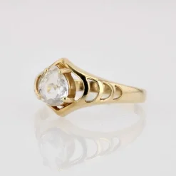 Bague aigue-marine taillée en poire or jaune