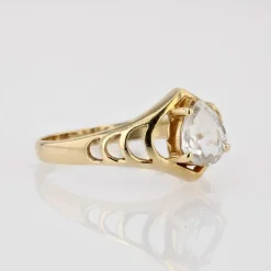 Bague aigue-marine taillée en poire or jaune