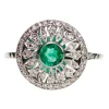 Bague ajourée diamants émeraude