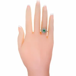 Bague ajourée diamants émeraude
