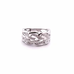 Bague ajourée en or blanc, diamants