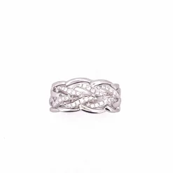 Bague ajourée en or blanc, diamants
