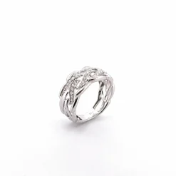 Bague ajourée en or blanc, diamants