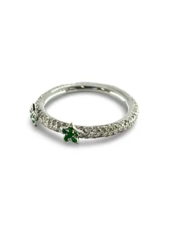 Bague alliance or et grenats verts 0,80 ct