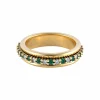 BAGUE ALLIANCE «PHŒBÉ» OR, ÉMERAUDES & DIAMANTS