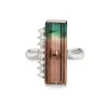 Bague allongée en platine avec tourmaline pastèque bicolore de 9,08 ct