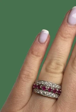 Bague amovible or diamants rubis saphirs