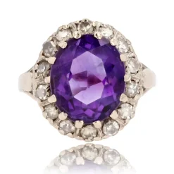 Bague améthyste diamants