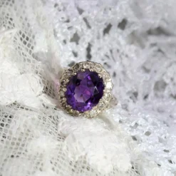 Bague améthyste diamants