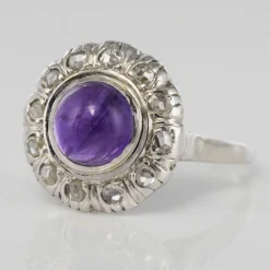 Bague améthyste diamants ancienne