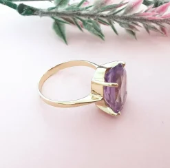 Bague Améthyste en Solitaire Or Jaune