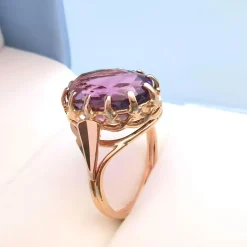Bague Améthyste en Solitaire Or Jaune