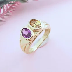 Bague Améthyste et Citrine Or Jaune