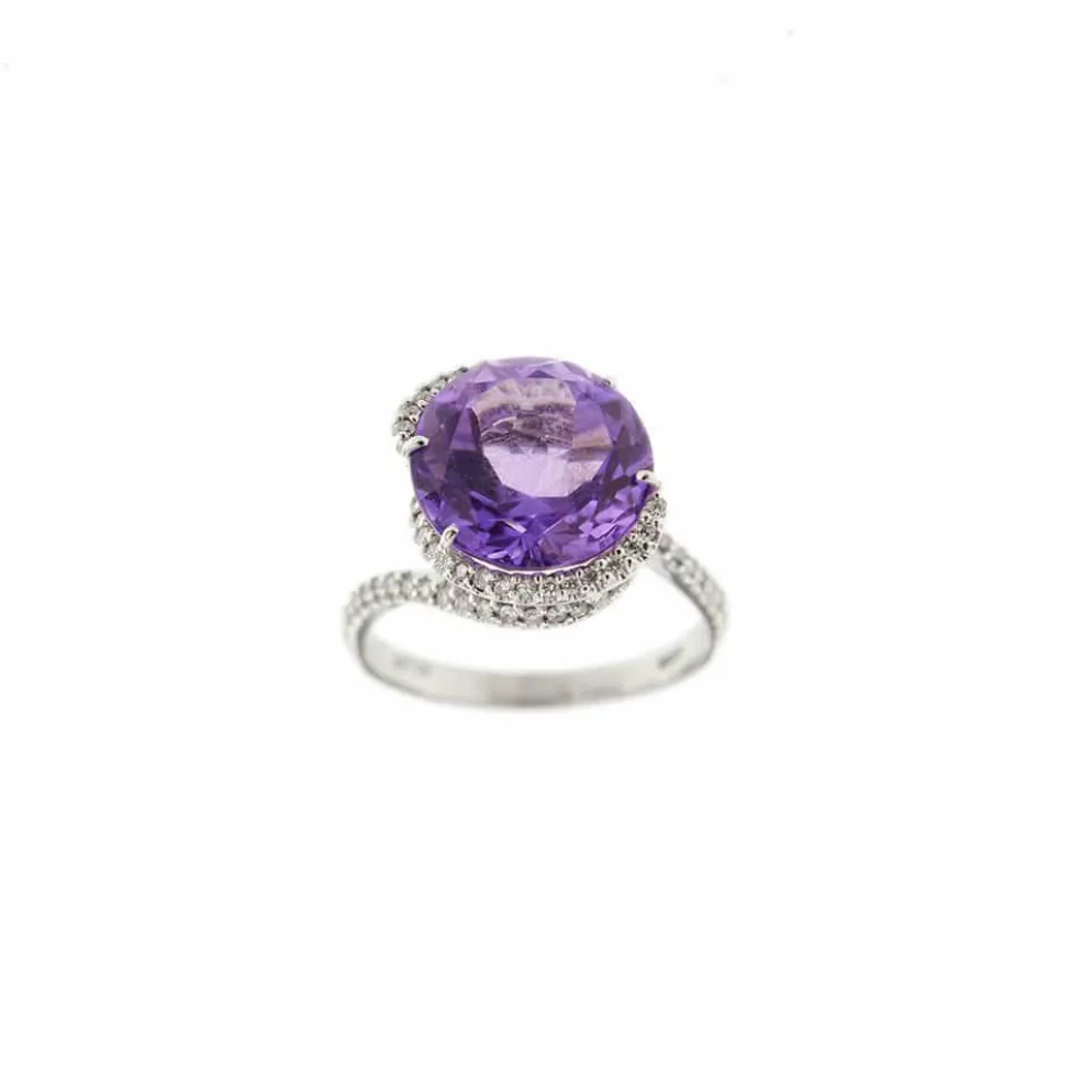 Bague améthyste et diamants