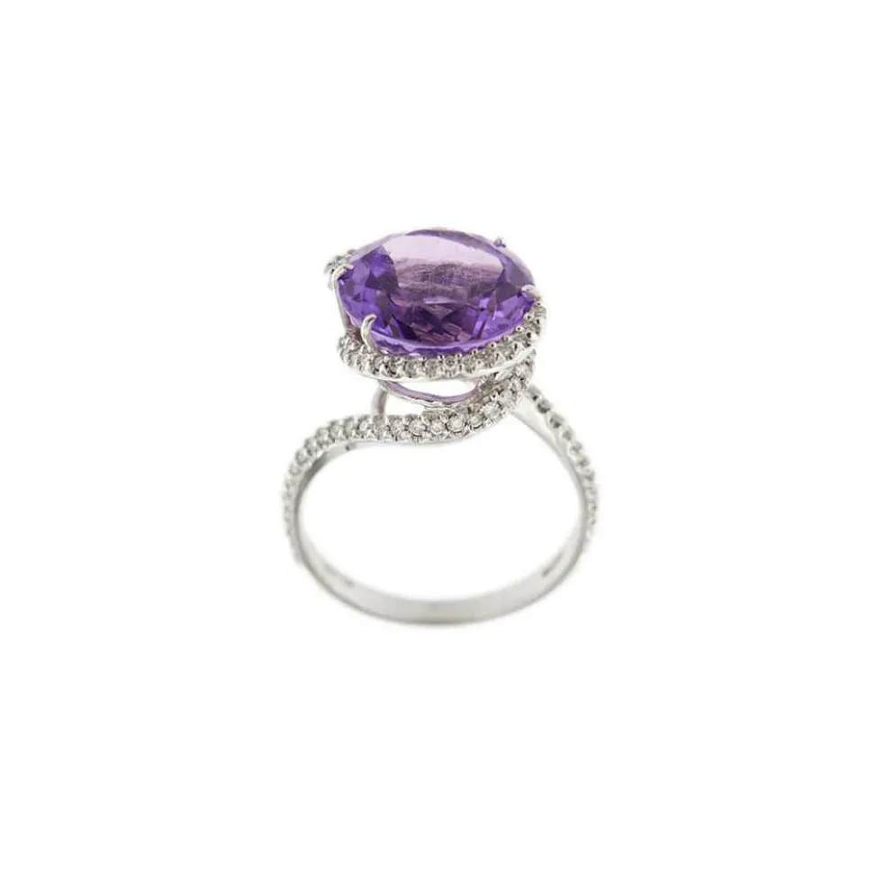 Bague améthyste et diamants