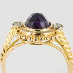 Bague améthyste et diamants ancienne