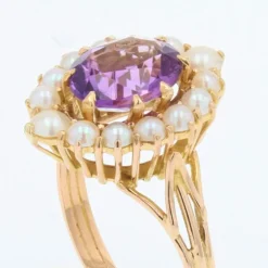 Bague améthyste et perles ancienne